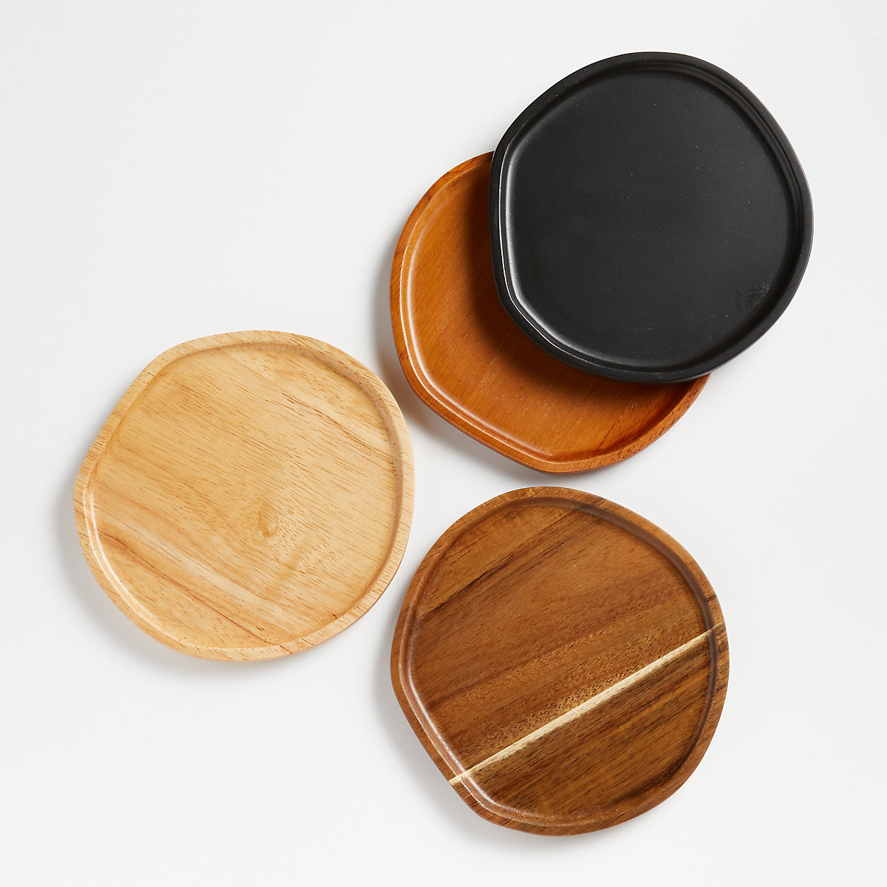 byhring mixed wood appetizer plates, set of 4