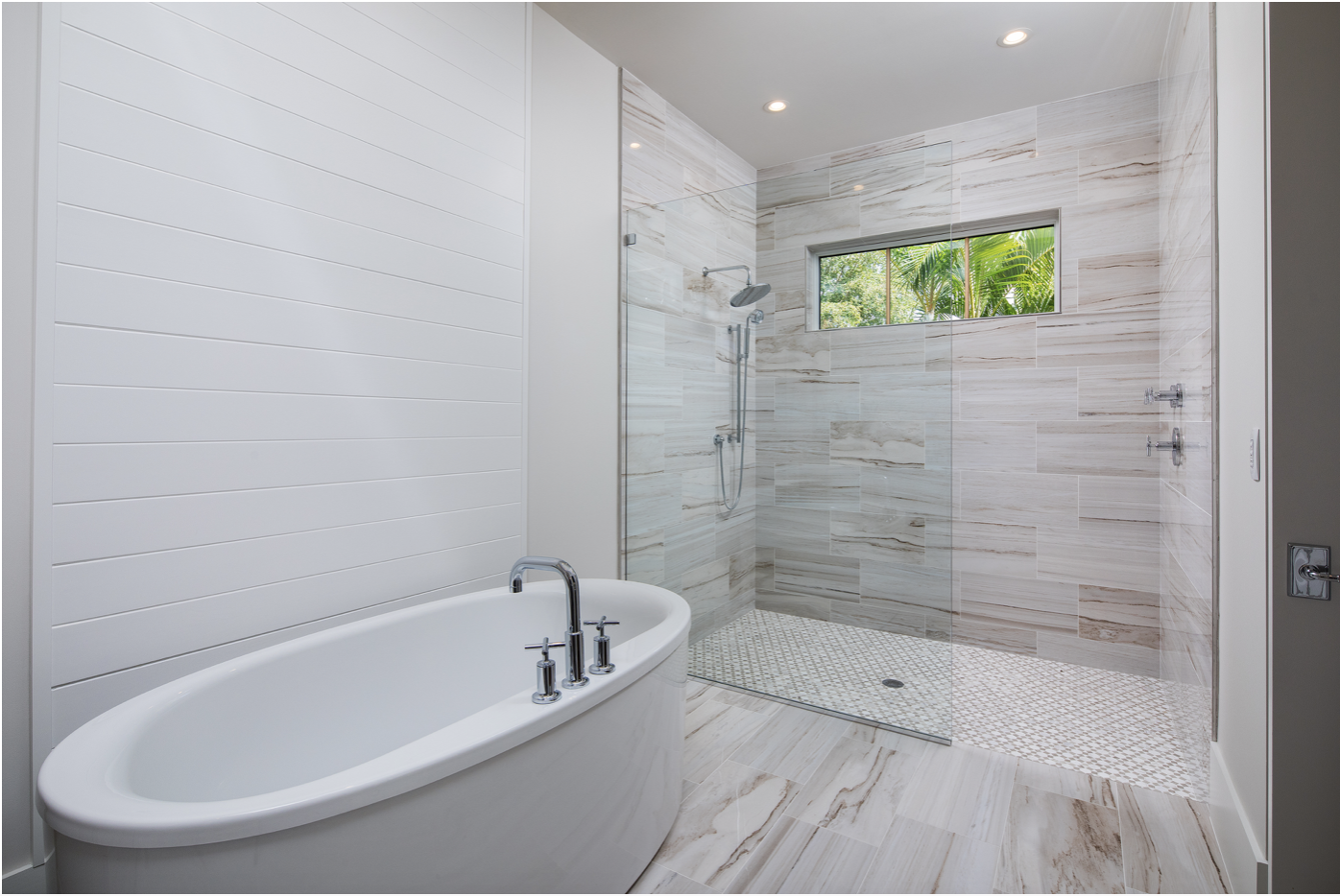 Glass shower example in a minimalistic bathroom