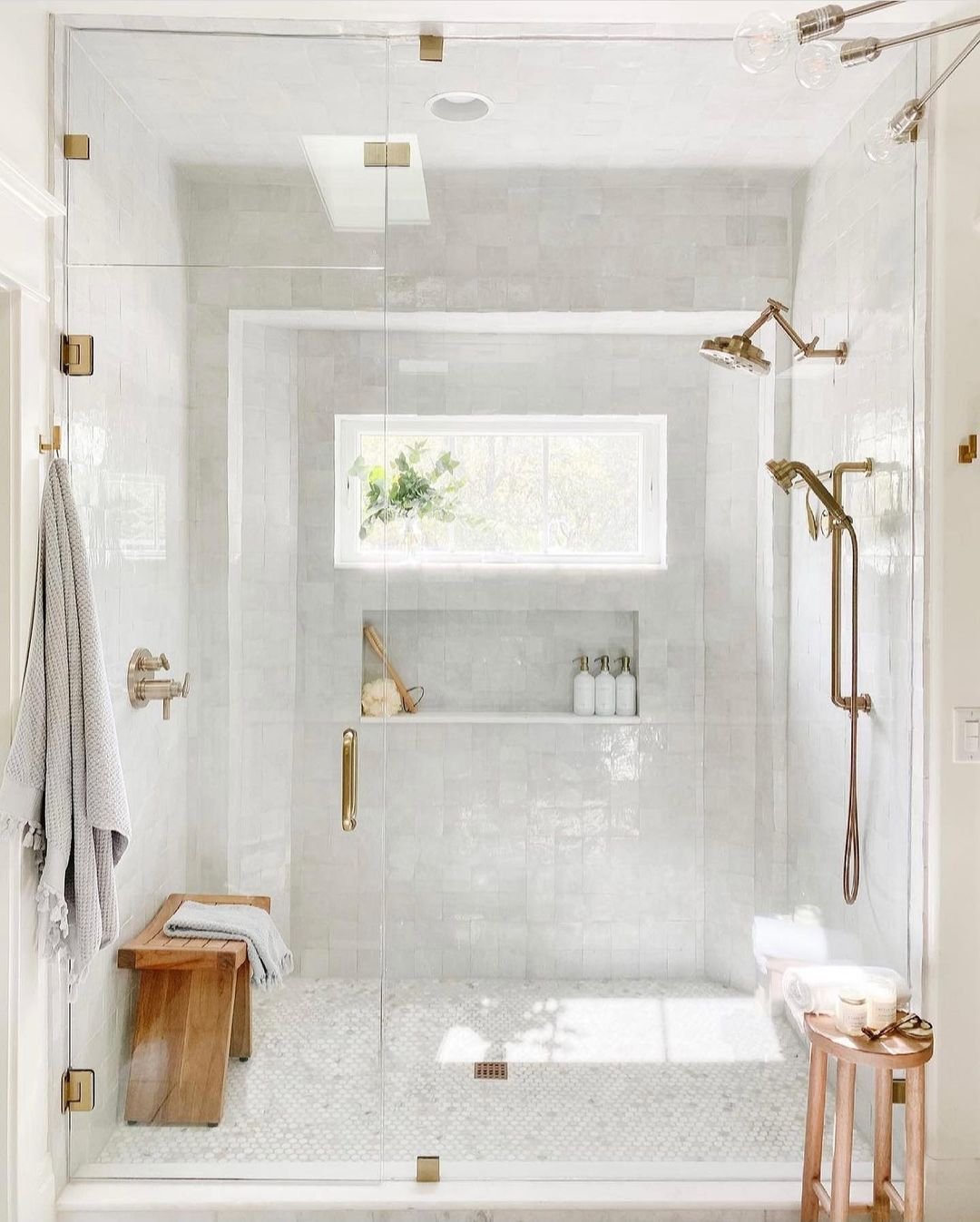 Glass shower example in a farmhouse minimal bathroom