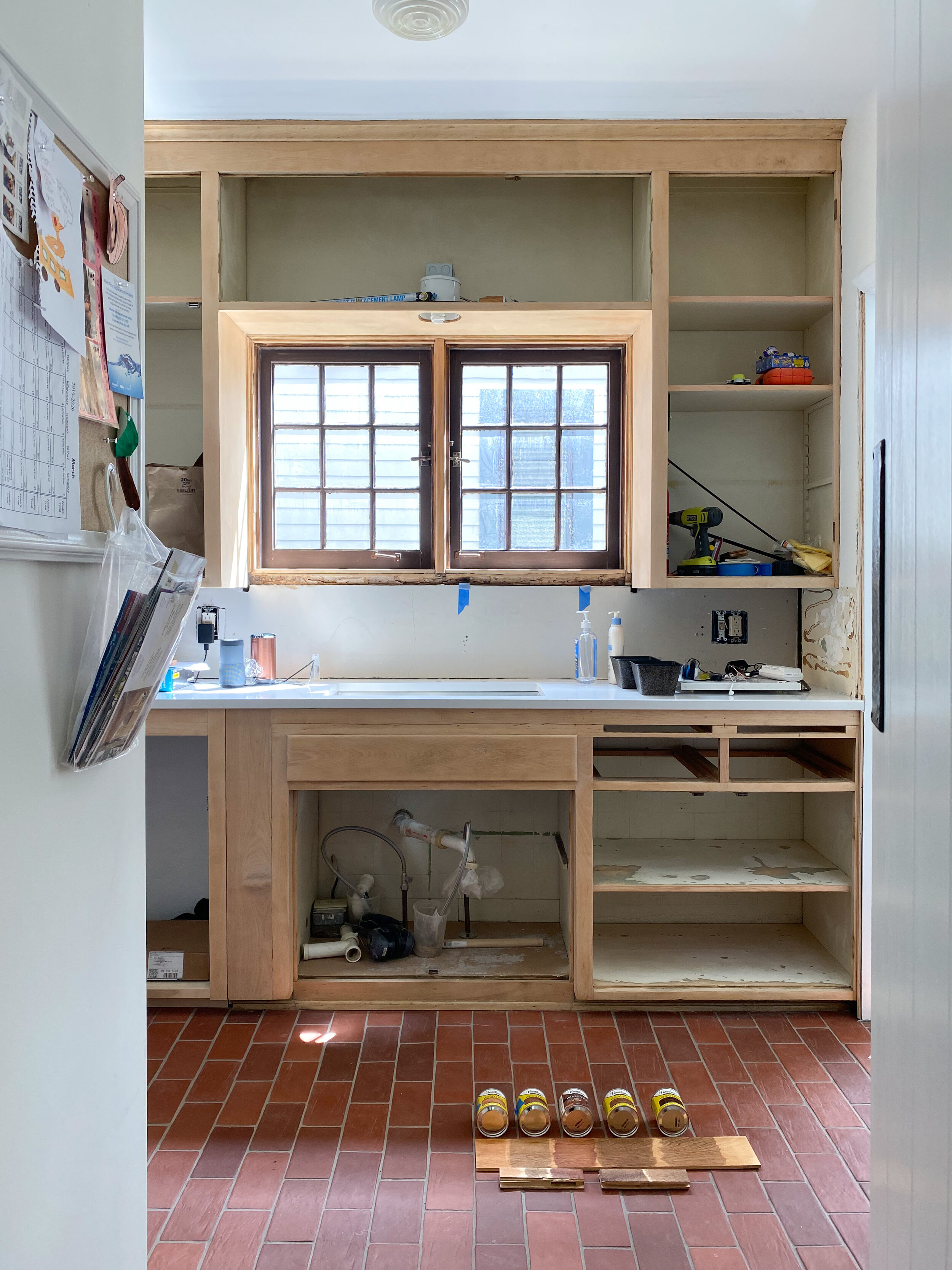 PROGRESS. Our home was built in 1927 and we’re preserving the original wood cabinets. While they are beautifully crafted, they were in need of some love. We sanded them down and will be picking a stain option real soon.