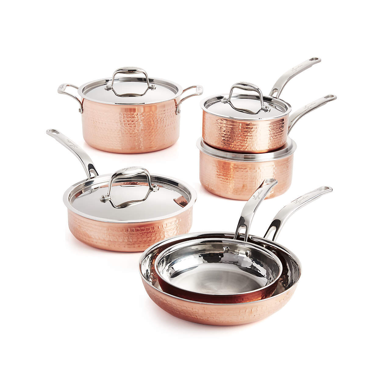 Lagostina Martellata Hammered Copper 10-Piece Cookware Set