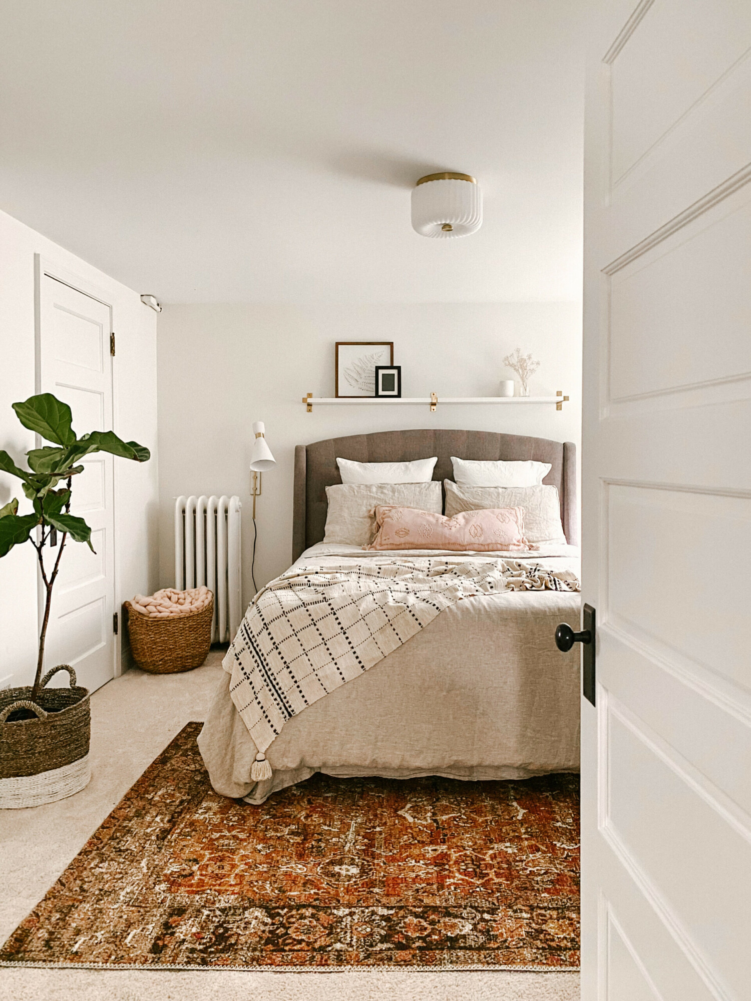 Our guest bedroom with the Lydia 2-Light Flushmount; Can also order here