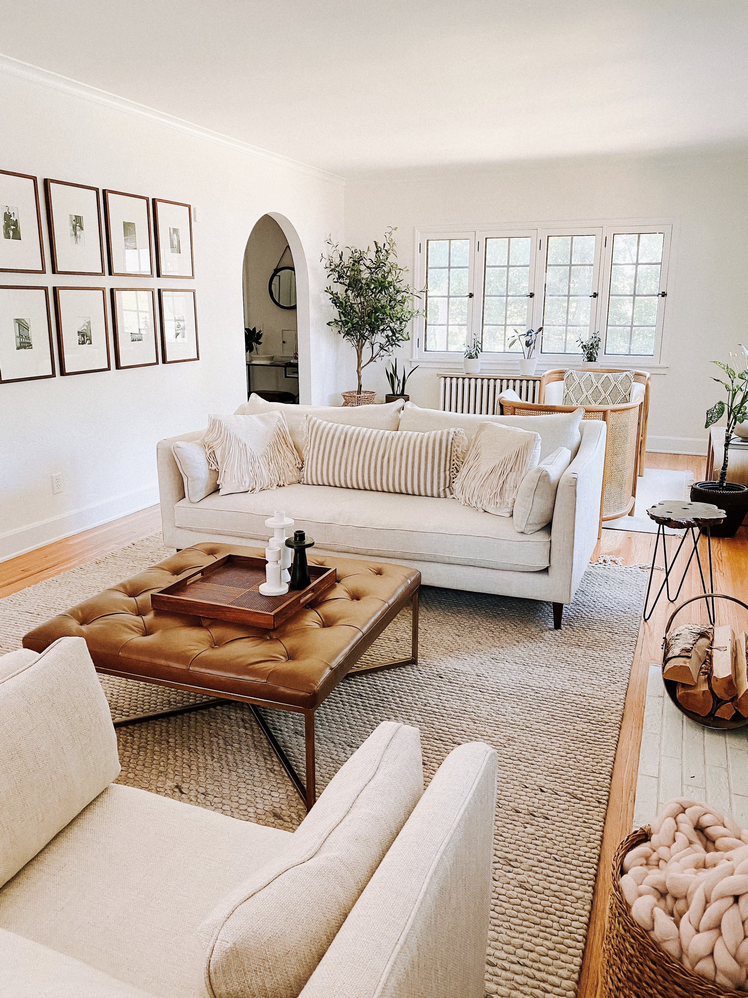 Upholstered Ottoman And Coffee Table