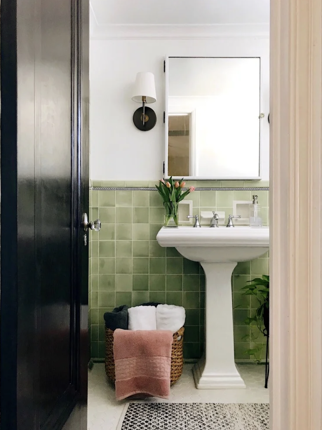 Domino: How One Couple Upgraded the Floor in Their 47-Square-Foot Bath Themselves